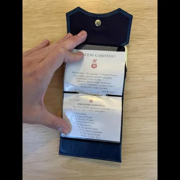 Vintage Princess Gardner Leather Navy Studded Wallet With Gold Kiss Lock - Picture 4 of 5